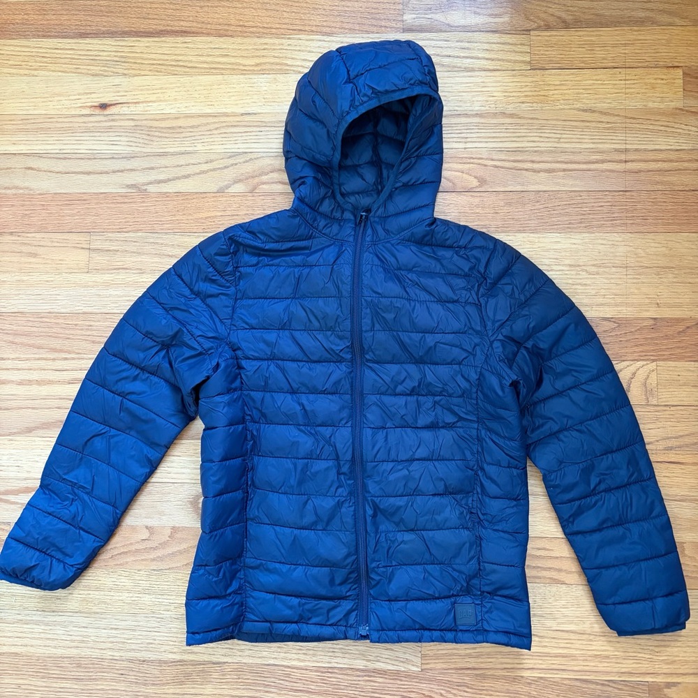 Blue Hooded Puffer Jacket